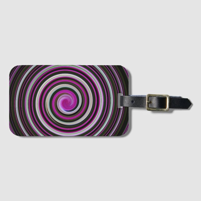 Etiqueta De Bagagem Padrão espiral roxo (Frente Horizontal)