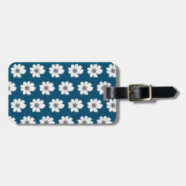 Etiqueta De Bagagem Padrão floral azul-lacrimejo