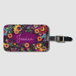 Etiqueta De Bagagem Padrão Floral Caótico Colorido Personalizado