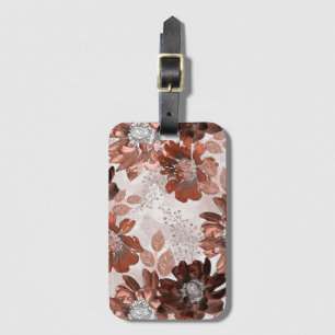 Etiqueta De Bagagem Padrão floral da cinza marrom-aquarela.