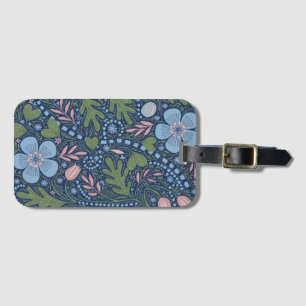 Etiqueta De Bagagem Padrão Floral de Arte Folclórica Elegante Botânica