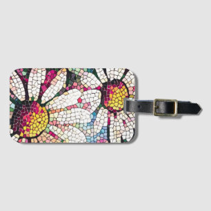 Etiqueta De Bagagem Padrão Floral de Vidro Stido por Arte Mosaica