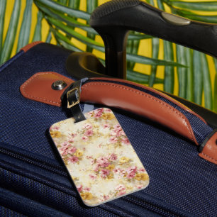 Etiqueta De Bagagem Padrão Floral em Aquarela Vintage