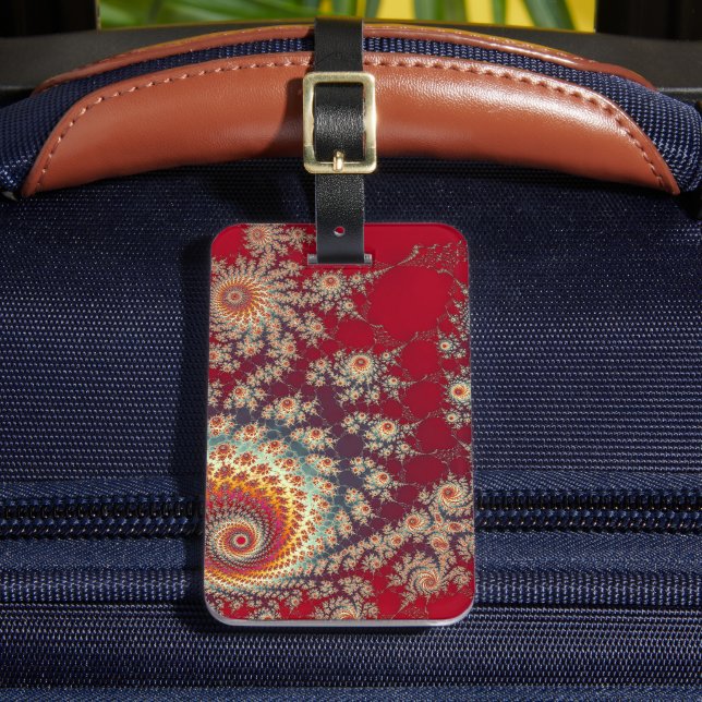 Etiqueta De Bagagem Padrão Floral Espiral (Frente Insitu 2)