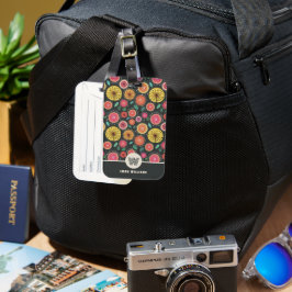 Etiqueta De Bagagem Padrão Floral Folclórico Personalizado em Negrito