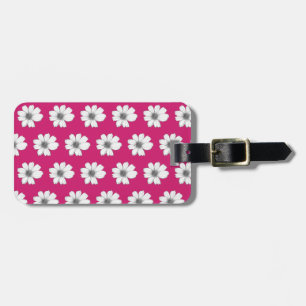 Etiqueta De Bagagem Padrão floral Fuscia rosa