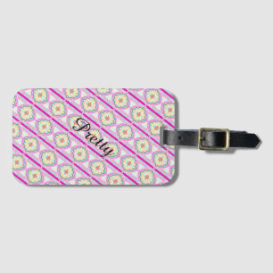 Etiqueta De Bagagem Padrão Floral Geométrico Rosa Chic e Dourado