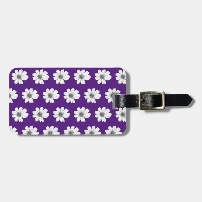 Etiqueta De Bagagem Padrão floral púrpura (Frente Horizontal)