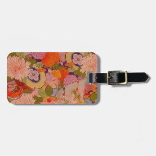 Etiqueta De Bagagem Padrão Floral Rosa de Quimono