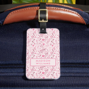 Etiqueta De Bagagem Padrão Floral Rosa Suave Pastel Personalizado