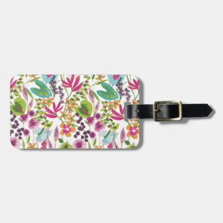 Etiqueta De Bagagem Padrão Floral Tropical de Verão na moda Colorida