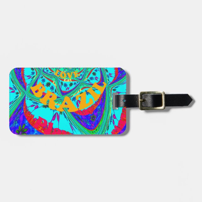 Etiqueta De Bagagem Padrão Floral Vibrante: O Ama De Homenagem Brasile (Frente Horizontal)