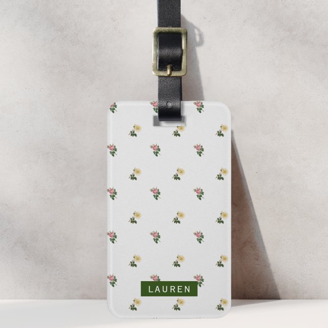 Etiqueta De Bagagem Padrão Floral Vintage Nome Personalizado (Criador carregado)