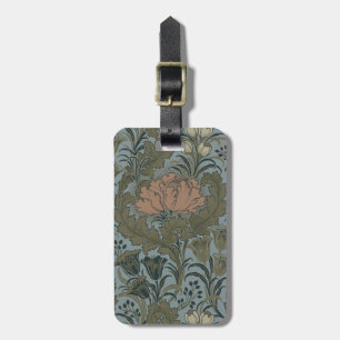 Etiqueta De Bagagem Padrão Floral Vitoriano Antigo Terracota Sage