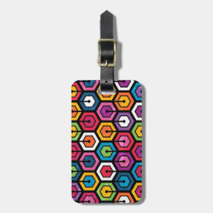 Etiqueta De Bagagem Padrão geométrico colorido com hexágonos