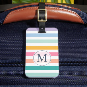 Etiqueta De Bagagem Padrão Listrado Colorido Pastel Multicolorido Pers