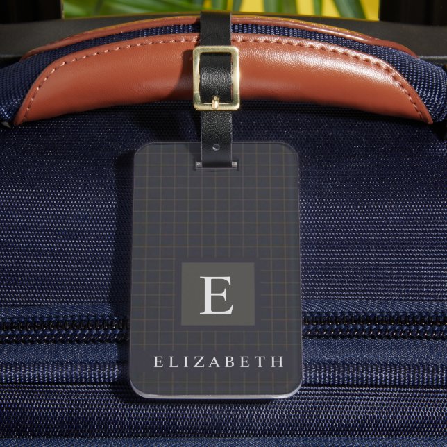 Etiqueta De Bagagem Padrão Marrom preto escuro personalizado (Frente Insitu 2)