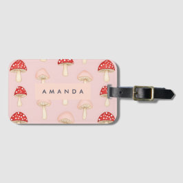 Etiqueta De Bagagem Padrão Personalizado de Cogumelo Vermelho Rosa-Ros