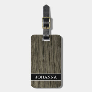Etiqueta De Bagagem Padrão Rustic Wood Look + Nome Personalizado Etiqu