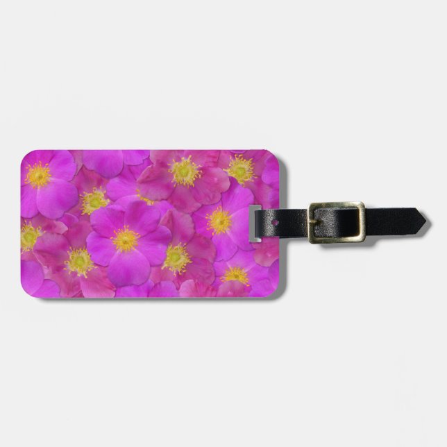 Etiqueta De Bagagem Padrão Selvagem de Rosa (Frente Horizontal)