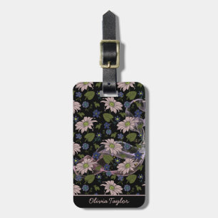 Etiqueta De Bagagem Padrão sem costura floral nome personalizado color