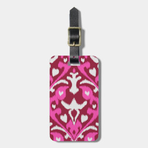 Etiqueta De Bagagem Padrão tribal de cor-de-rosa-rosa vermelho moderno