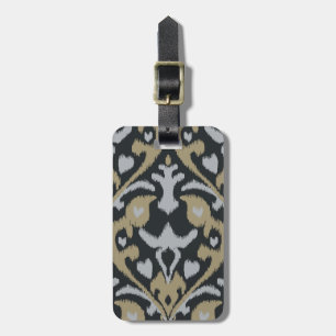 Etiqueta De Bagagem Padrão tribal negro de cinza preto