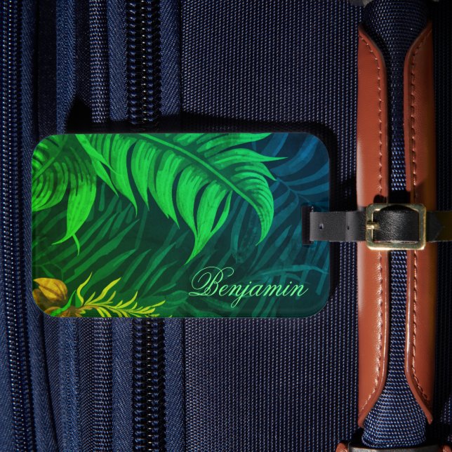 Etiqueta De Bagagem Padrão tropical havaiano personalizado (Frente Insitu 4)