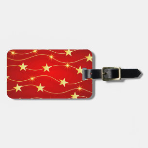 Etiqueta De Bagagem Padrão Vermelho Rubi Adornado com Estrelas 