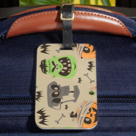 Etiqueta de Bagagem Padrão Vintage de Halloween