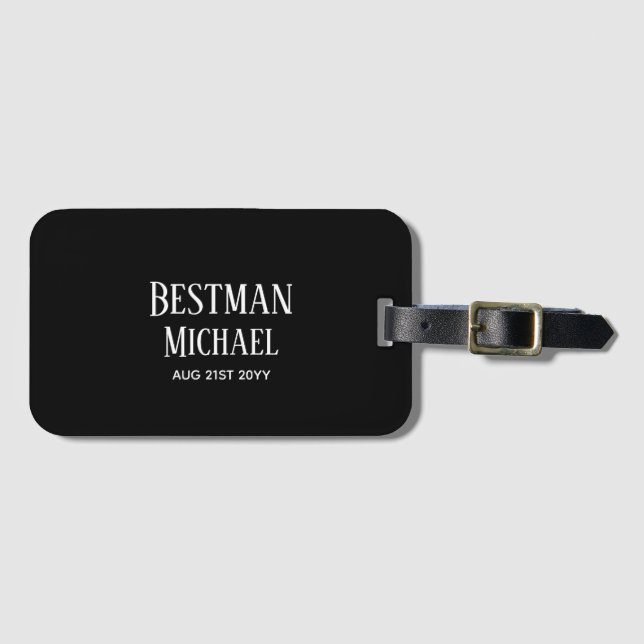 Etiqueta De Bagagem PADRINHO DE CASAMENTO Bestman GIFTS Classic Black (Frente Horizontal)