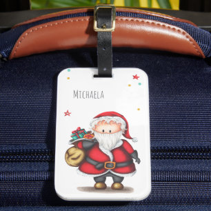 Etiqueta De Bagagem Pai Natal Simples e Bonito