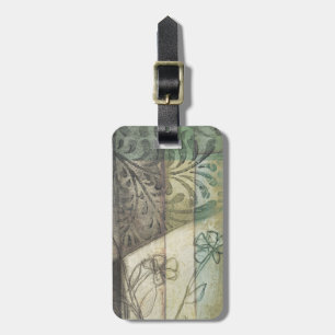 Etiqueta De Bagagem Painel de Jardim com Folhas, Flores e Grama