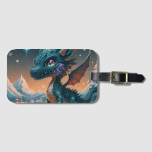 Etiqueta De Bagagem Paisagem de inverno de Chibi Dragon Mystical