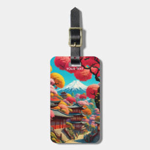Etiqueta De Bagagem Paisagem Japonesa Fantasy Cute Vivid Vibrant