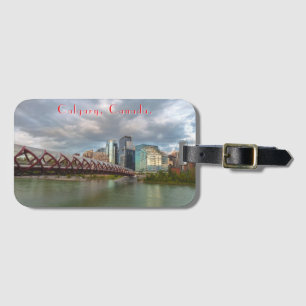 Etiqueta De Bagagem Paisagem urbana de Calgary e a Peace Bridge
