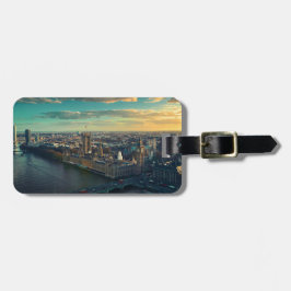 Etiqueta De Bagagem Paisagem Urbana de Londres ao Pôr do Sol