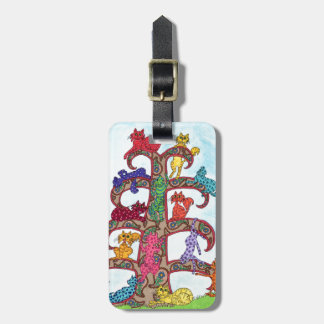 Etiqueta De Bagagem Paisley Cat Tree of Life