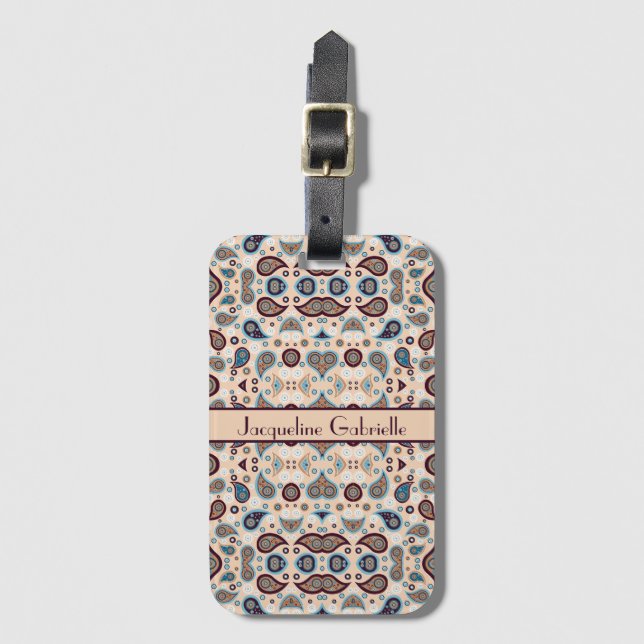 Etiqueta De Bagagem Paisley Pattern | Adicionar nome (Frente Vertical)