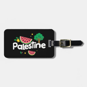 Etiqueta De Bagagem Palavra de Cuta Palestina cercada por melancia
