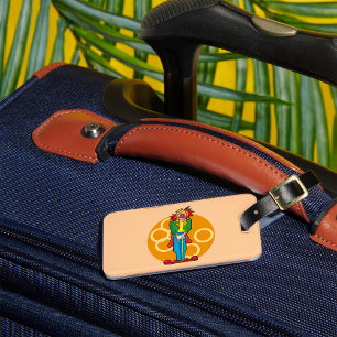 Etiqueta De Bagagem Palhaço de Desenho Animado Caprichoso com Cores Vi