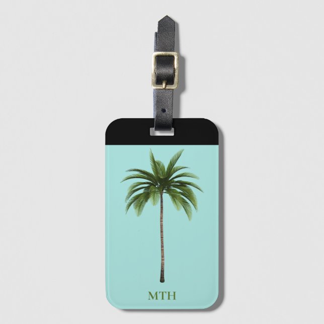 Etiqueta De Bagagem Palm Tree Tropical Island Beach - Palavras opciona (Frente Vertical)