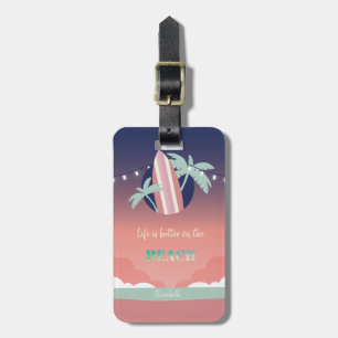 Etiqueta De Bagagem Palmas,Surfboard,String Lights Beach