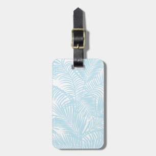 Etiqueta De Bagagem Palmeira tropical azul pastel moderna simples