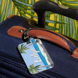 Etiqueta De Bagagem Palmeira Tropical Havaiana Praia Personalizada