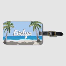 Etiqueta De Bagagem Palmeira Tropical Havaiana Praia Personalizada