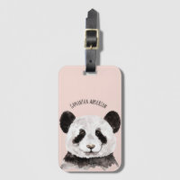 Panda De Aquarela Moderna Com Nome E Pink De Paste