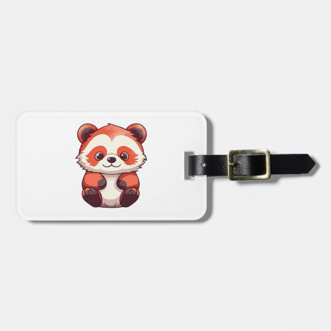 Etiqueta De Bagagem Panda Vermelha Custa (Frente Horizontal)