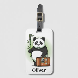 Etiqueta De Bagagem Panda Viajante Kawaii Fofo