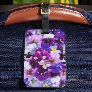 Etiqueta De Bagagem Pansias Coloridas, Flores Bonito,